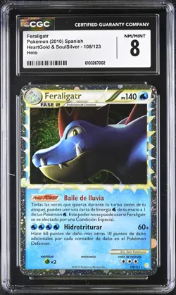 CGC 8 Feraligatr HeartGold & SoulSilver 108/123 HGSS PRIME SPANISH Pokemon psa - Image 1
