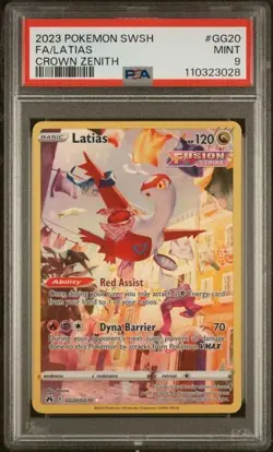 2023 POKEMON SWORD AND SHIELD CROWN ZENITH #GG20 FULL ART/LATIAS PSA 9 - Image 1