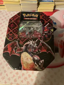 Pokemon TCG Scarlet & Violet Paldean Fates Charizard ex 4 Pack Tin - New Sealed - Image 1