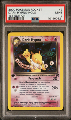2000 POKEMON ROCKET #9 DARK HYPNO-HOLO (WITH SWIRL) 1ST EDITION PSA 9 - Image 1
