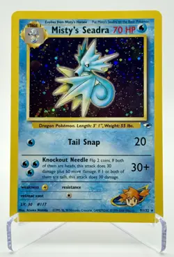 2000 Pokemon TCG Gym Heroes Misty’s Seadra Holo Rare 9/132 WOTC Vintage Swirl - Image 1