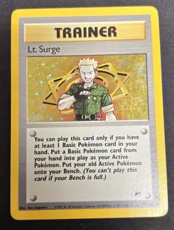 Pokemon Cards - Lt Surge - 17/132 Gym Heroes - Holo Rare - WotC TCG 2000 - Image 1