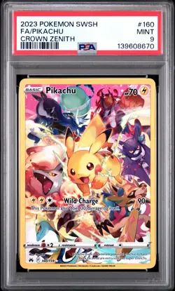 2023 POKEMON SWORD & SHIELD CROWN ZENITH #160 FULL ART/PIKACHU PSA 9 - Image 1