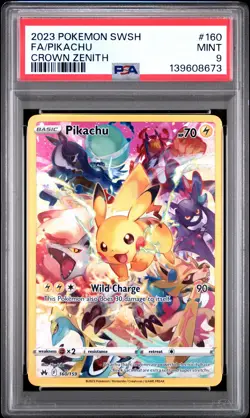2023 POKEMON SWORD & SHIELD CROWN ZENITH #160 FULL ART/PIKACHU PSA 9 - Image 1
