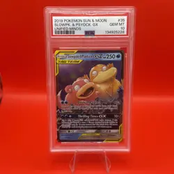 Pokemon PSA 10 Slowpoke & Psyduck GX 35/236 Unified Minds 2019 Sun Moon Tag Team - Image 1