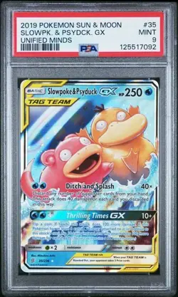 2019 Pokemon Unified Minds Card 35/236 Slowpoke Psyduck Tag Team GX PSA 9 - Image 1