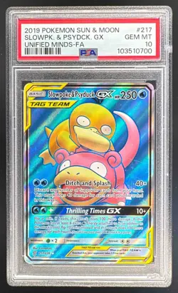 Slowpoke Psyduck Tag Team GX 2019 Pokemon Sun Moon Unified Minds #239 PSA 10 - Image 1