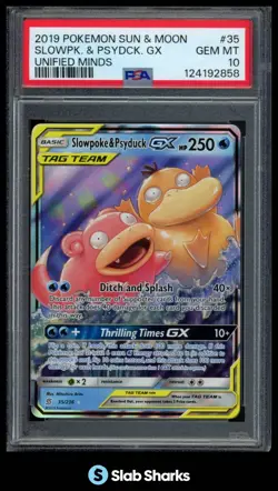 2019 POKEMON SM UNIFIED MINDS #35/236 SLOWPOKE PSYDUCK TAG TEAM GX PSA 10 - Image 1
