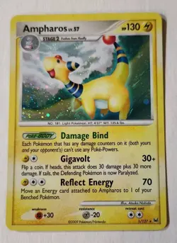 Pokemon TCG Ampharos Holo Rare Lv 57 1/127 Diamond & Pearl - Image 1