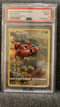 Pokemon TCG Paras Crown Zenith: Galarian Gallery Holo Rare Card GG32/GG70 PSA 9 - Image 1