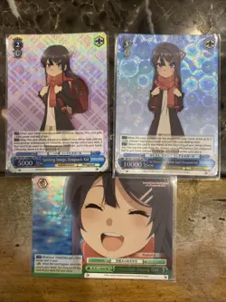 Weiss Schwarz Rascal Does Not Dream English Lot Of 3 Cards 2 SR 1 RRR - Image 1