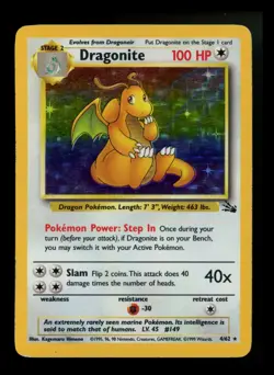 #6 Dragonite 4/62 Fossil 1999 Holo Rare WOTC Pokemon Card TCG - Image 1