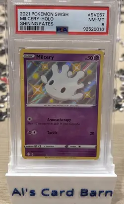 2021 Pokemon TCG Milcery Shining Fates Holo Card #SV057 PSA 8 NM-MT - Image 1