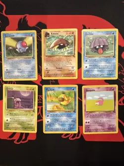 Lot Of 6 Old Vintage Pokemon Fossil Cards WOTC Psyduck Kabuto Grimer Slowpoke - Image 1