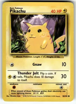 Pikachu 058/102 Base Set LP Pokemon Card TCG - Image 1