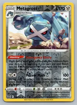 2022 Pokemon Silver Tempest Metagross 119/195 Reverse Holo - Image 1