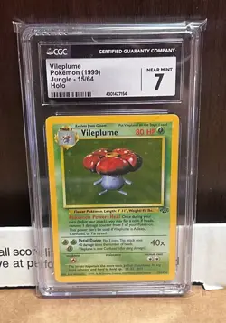 Vileplume, Holo Rare, 15/64, Pokemon TCG Jungle, CGC 7 (Near Mint) - Image 1