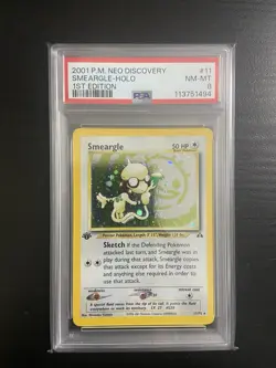 Pokemon Smeargle Neo Discovery 1st Edition Holo Rare #11 PSA 8 - Image 1