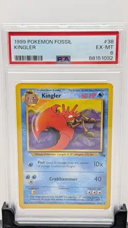 Pokemon 1999 Fossil Kingler #38/62 PSA 6 English - Image 1