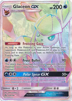 Glaceon GX - 159/156 - Secret Rare LP, English Pokemon Ultra Prism - Image 1