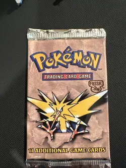 Pokemon Fossil Unlimited Booster Pack Sealed Zapdos Art 1999 WOTC 21g-HEAVY - Image 1