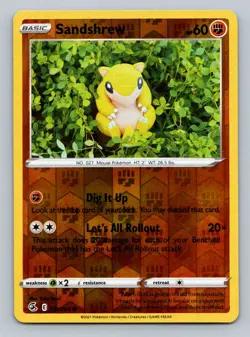 Pokemon Sandshrew SWSH08: Fusion Strike 131/264 Near Mint NM Reverse Holo - Image 1