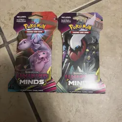 2 Pokemon TCG Sun and Moon Unified Minds Booster Packs 820650805684 - Image 1