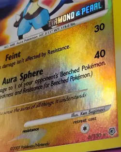 Lucario 6/130 Diamond and Pearl Reverse Holo Stamped Vintage Pokemon Card - Image 3