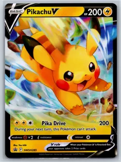 Pikachu V - Crown Zenith SWSH285 Black Star Promo Pokemon Card NM - Image 1