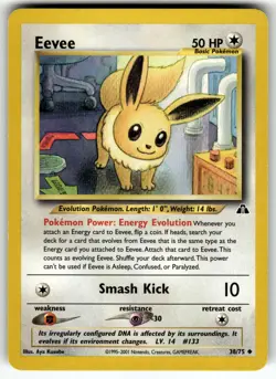 Eevee 38/75 Neo Discovery LP Pokemon Card TCG - Image 1