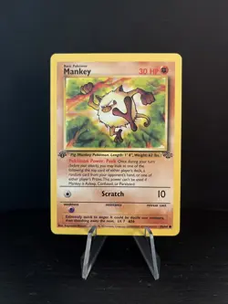 Pokemon TCG Mankey Base Jungle Set 55/64 1st Edition - Image 1