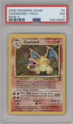 PSA 7 NEAR MINT 2000 Pokemon Charizard #4 Holo Base Set 2 - Image 1