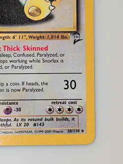 Snorlax 30/130 - Pokemon Base Set 2 Rare Unlimited WOTC Non-Holo - Image 5