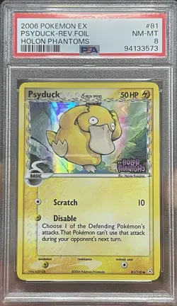 POP 48 PSA 8 PSYDUCK 2006 Pokemon EX Holon Phantoms #81 REVERSE FOIL STAMPED - Image 1