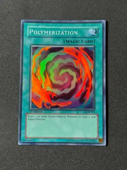 Yugioh Polymerization LOB-059 1st Edition Super Rare Asian English Played - Image 1