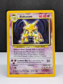 Alakazam 1/102 | Base Set | Holo Rare | WOTC Pokemon Card | LP | - Image 1
