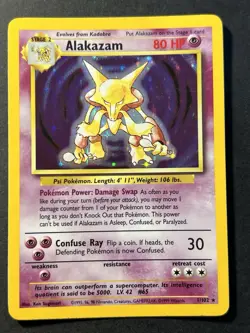 Alakazam 1/102 Holo Rare Base Set - Pokemon Card WOTC B LP - Image 1