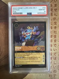 PSA 10 Stitch - Rock Star 23/204 GEM MINT - Cold Foil - Disney Lorcana TFC - Image 1