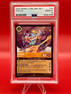 Disney Lorcana TCG Stitch Rock Star Super Rare PSA 10 23/204 - Image 1
