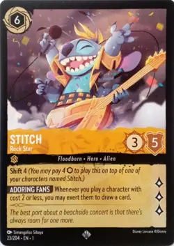 23/204 STITCH ROCK STAR THE FIRST CHAPTER SUPER RARE DISNEY LORCANA CARD - Image 1