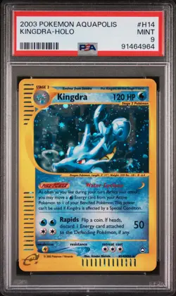 Kingdra H14/H32 Holo Aquapolis PSA 9 SWIRL Pokemon Card - Image 1