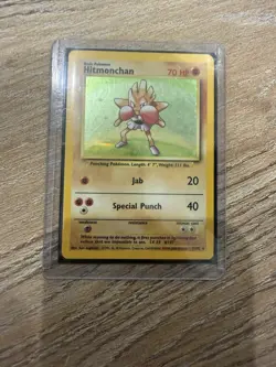 Pokemon TCG Hitmonchan Base Set Holo Unlimited Rare Card 7/102 Good Condition - Image 1