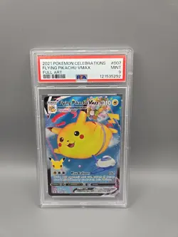 Pokemon TCG 2021 Flying Pikachu VMAX 7/25 Celebrations Card Graded PSA 9 - Image 1