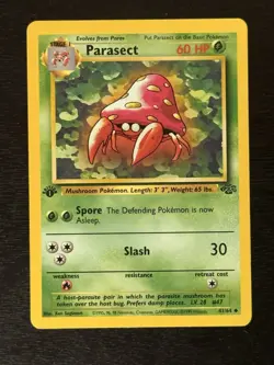 Pokemon TCG Parasect Base Jungle Set, 1st Edition Uncommon Card 41/64 LP+ - Image 1