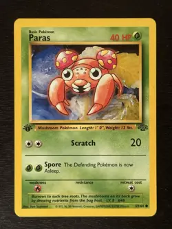 Paras 59/64 1st Edition Jungle Set Vintage Pokemon TCG Card LP/NM - Image 1