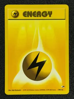 LIGHTNING ENERGY 130/132 Gym Heroes Series Common Pokemon Card 1999-2000 NM - Image 1