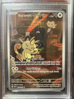 Pokemon TCG Destined Rivals Team Rockets Meowth Card 203/182 PSA 9 - Image 4
