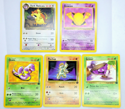 NM Vintage Pokemon Cards (5) - Team Rocket Set WOTC 2000 - Machop, Dark Raticate - Image 1