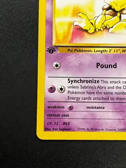Sabrina's Abra 93/132 - Gym Challenge 1st Edition Vintage Pokemon TCG Card LP - Image 2