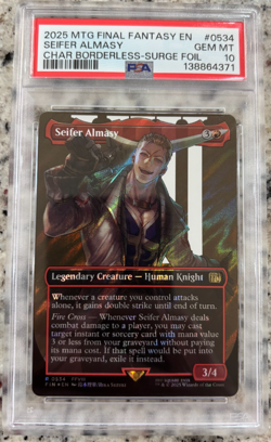 2025 MTG FINAL FANTASY CHARACTER BORDERLESS-SURGE FOIL SEIFER ALMASY PSA 10 - Image 1